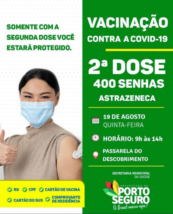 Porto Seguro: Cronograma de Vacinação contra a Covid-19 (19 de agosto) 4