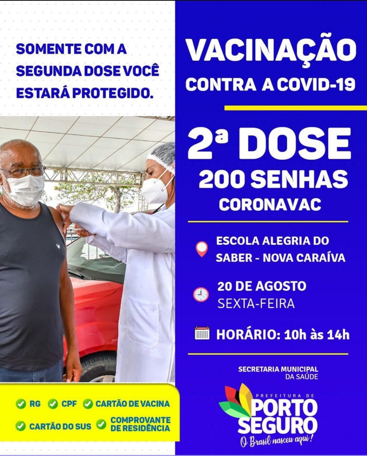 Porto Seguro: Cronograma de Vacinação contra a Covid-19 (20 de agosto) 5