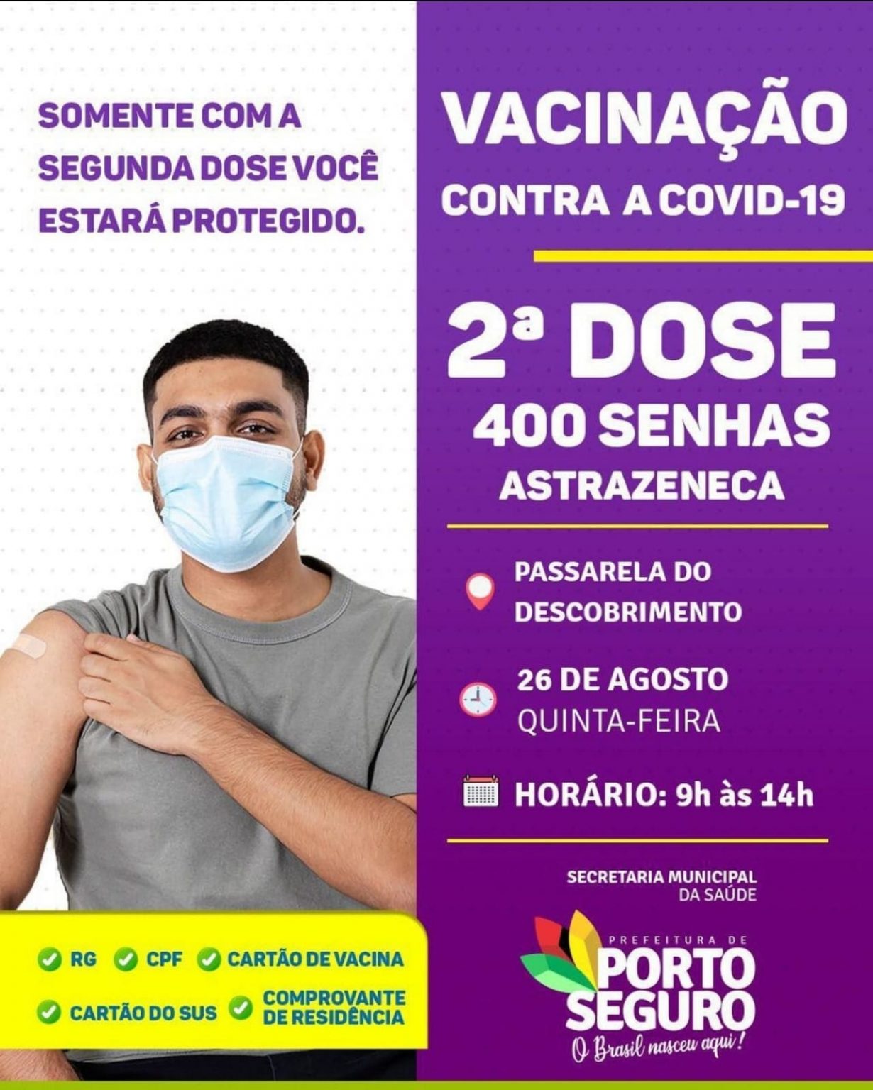 Porto Seguro: Cronograma de Vacinação contra a Covid-19 (dia 26 de agosto) 12