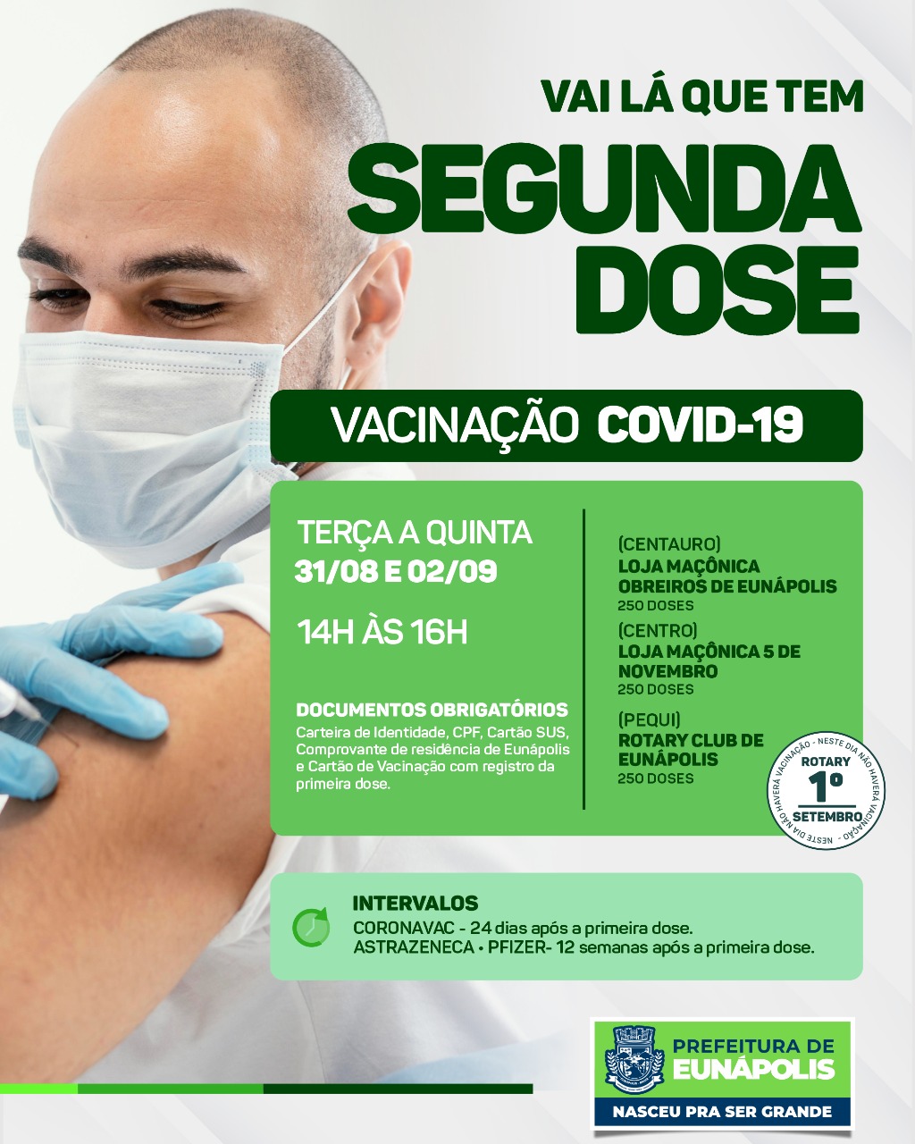 Eunápolis: Cronograma de Vacinação contra a Covid-19 (18 anos ou + - 1ª DOSE PARA ADOLESCENTES COM COMORBIDADES - 12 À 17 ANOS) 20