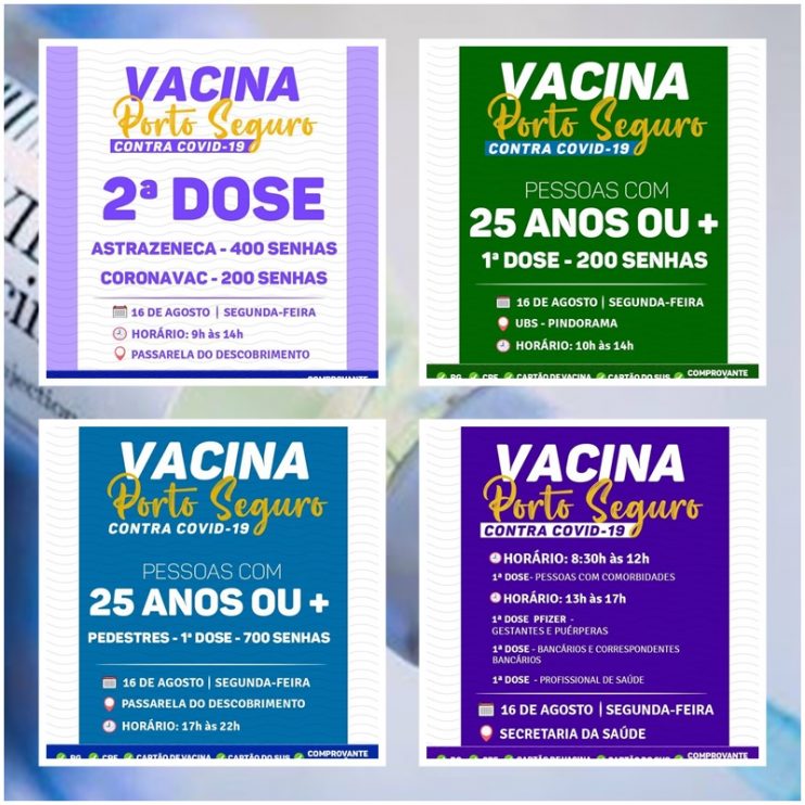 Porto Seguro: Cronograma de Vacinação contra a Covid-19 (de 16 de agosto) 4
