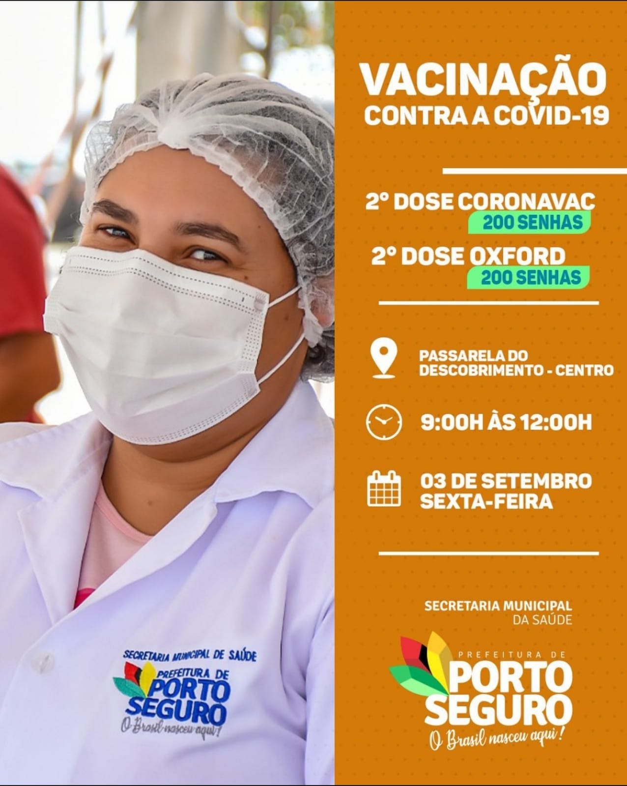 Porto Seguro: Cronograma de Vacinação contra a Covid-19; 03 e 04 de Setembro 7