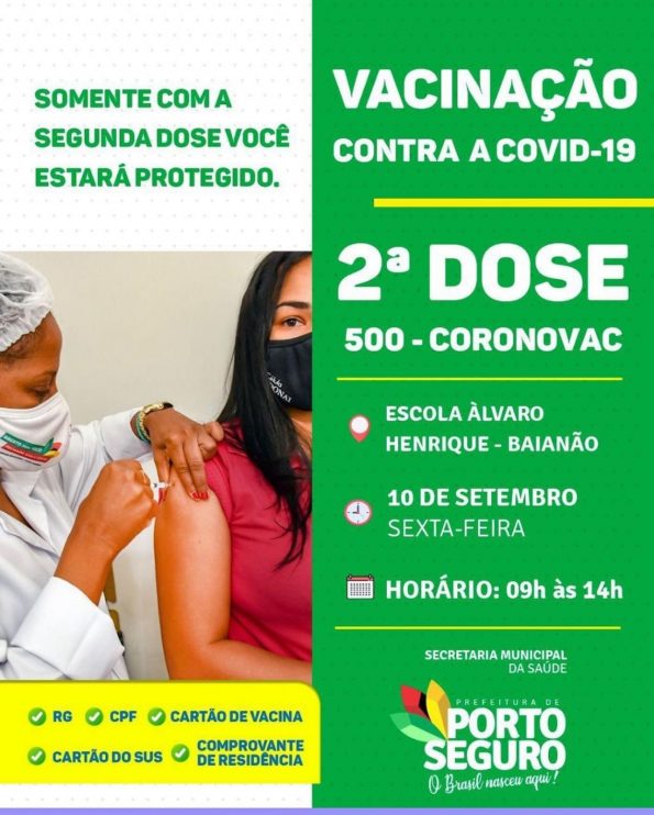 Porto Seguro: Cronograma de Vacinação contra a Covid-19 (10 de SETEMBRO) 11