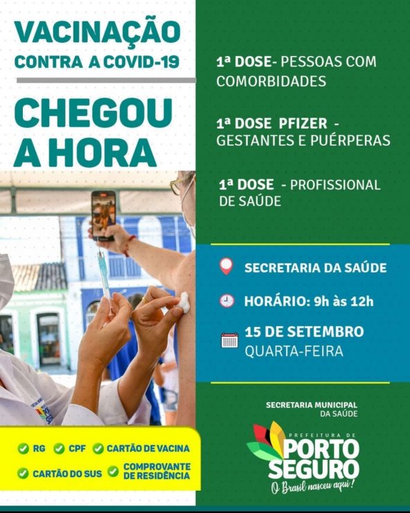 Porto Seguro: Cronograma de Vacinação contra a Covid-19 (15 de SETEMBRO) 5