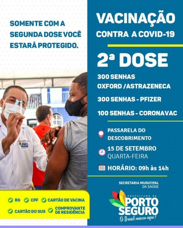 Porto Seguro: Cronograma de Vacinação contra a Covid-19 (15 de SETEMBRO) 6