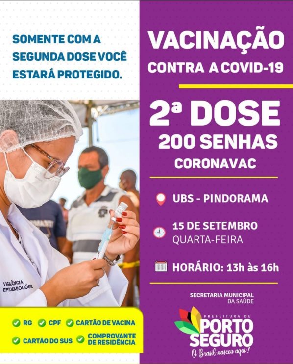 Porto Seguro: Cronograma de Vacinação contra a Covid-19 (15 de SETEMBRO) 7