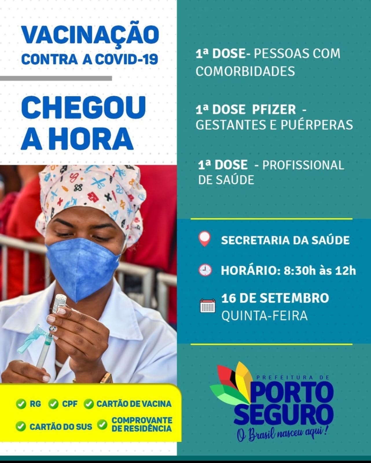 Cronograma de Vacinação contra Covid-19 em Porto Seguro (dia 16 de setembro) 6