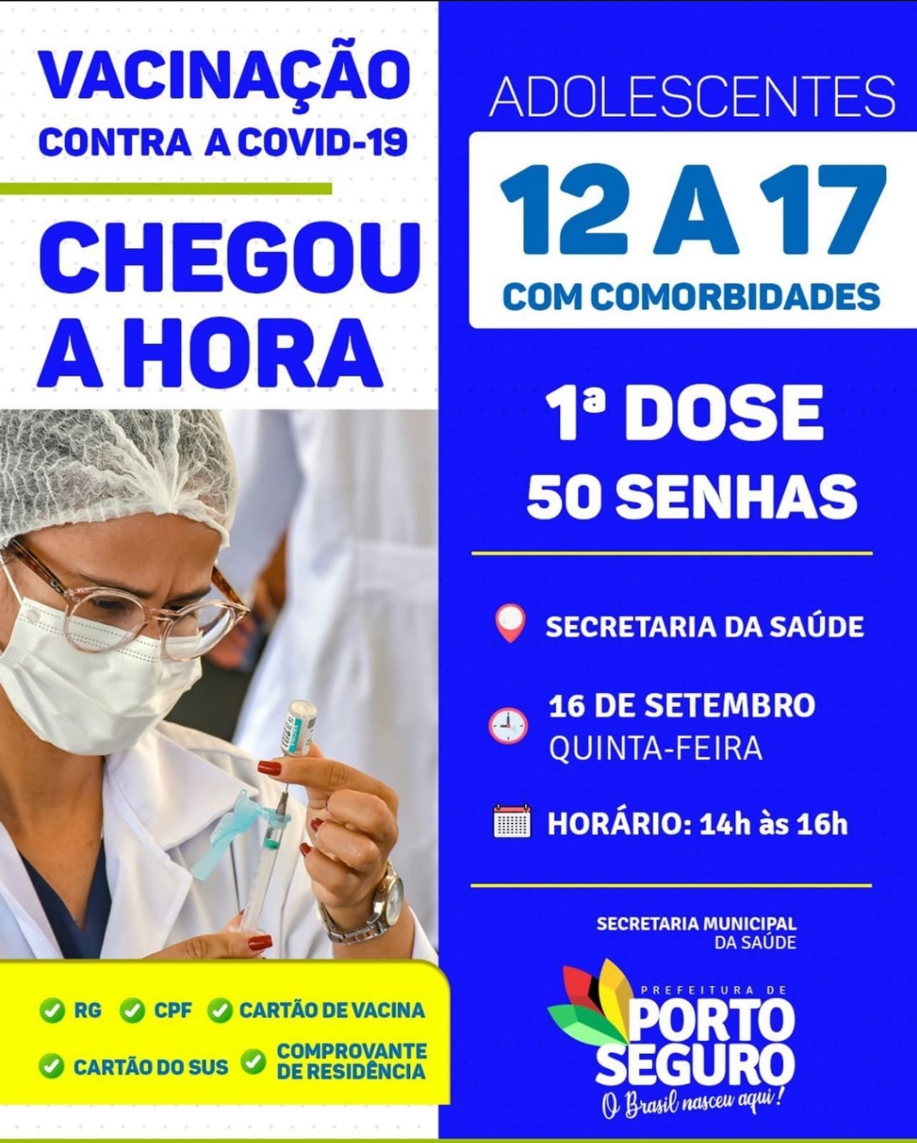 Cronograma de Vacinação contra Covid-19 em Porto Seguro (dia 16 de setembro) 7