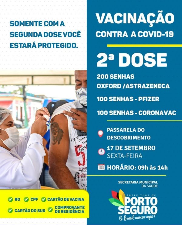 2ª dose de vacina contra Covid-19 em Porto Seguro, dia 17/9 23