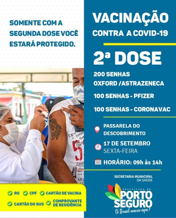 2ª dose de vacina contra Covid-19 em Porto Seguro, dia 17/9 13