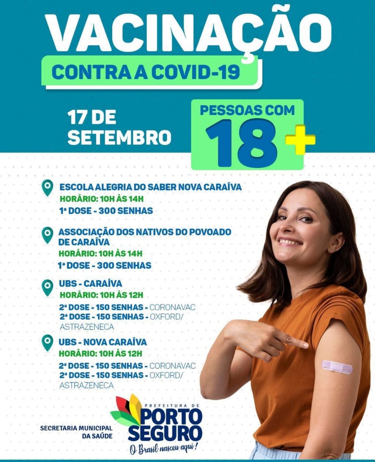 Porto Seguro: Cronograma de Vacinação contra a Covid-19 (17 de SETEMBRO) 5