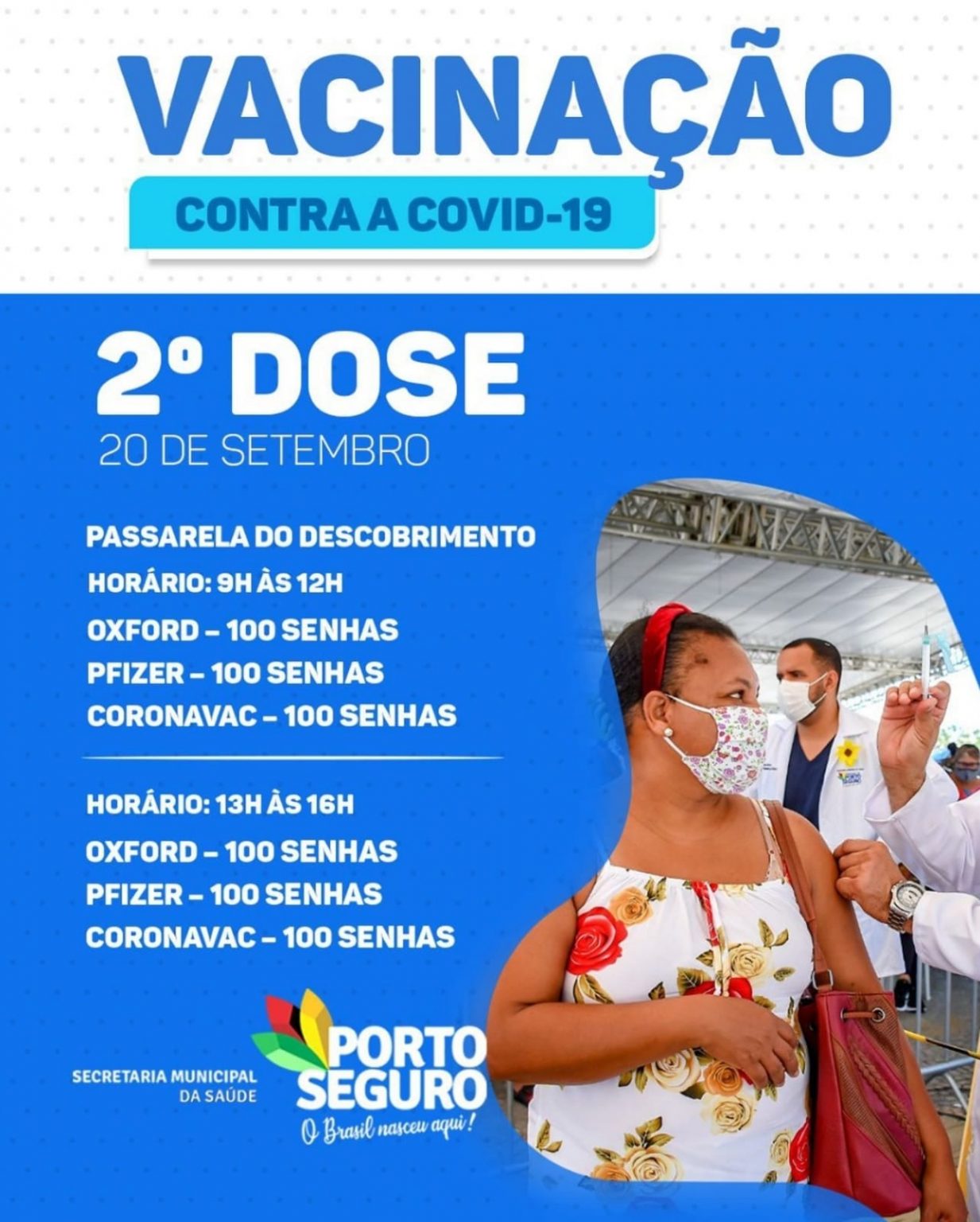 Porto Seguro: Cronograma de Vacinação contra a Covid-19; de 20 a 22 de setembro 6