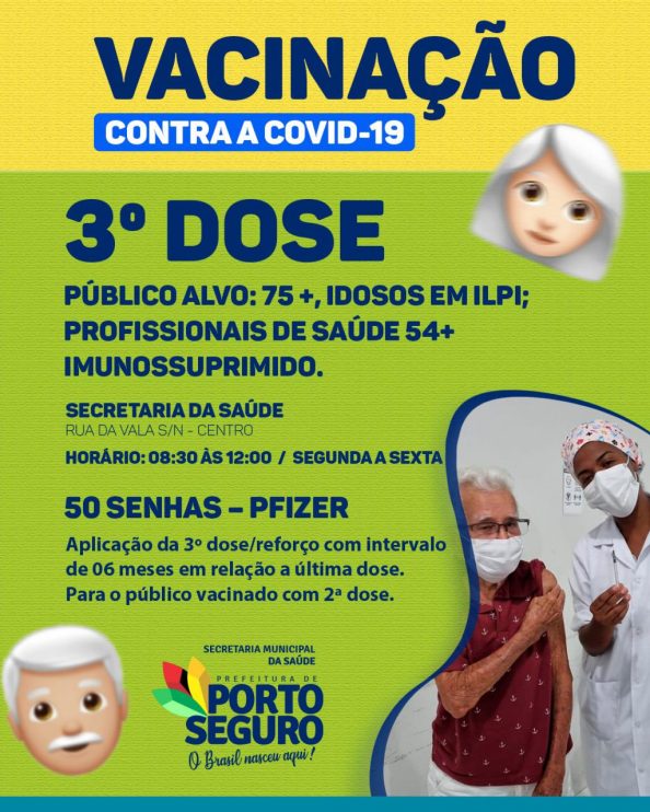 Porto Seguro: Cronograma de Vacinação contra a Covid-19; de 27/09 a 01/10 8