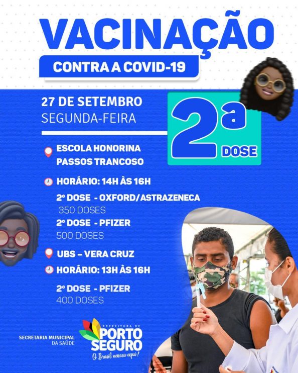 Porto Seguro: Cronograma de Vacinação contra a Covid-19; de 27/09 a 01/10 6