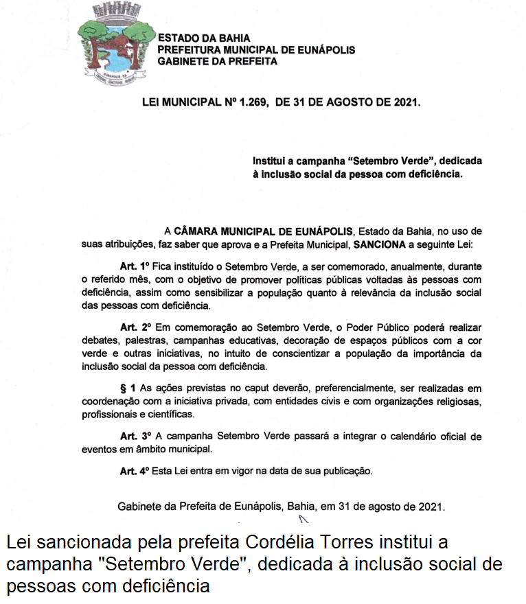 Lei municipal institui campanha “Setembro Verde” para reforçar inclusão de pessoas com deficiência 5