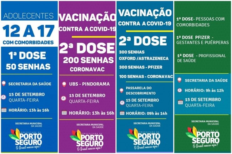 Porto Seguro: Cronograma de Vacinação contra a Covid-19 (15 de SETEMBRO) 4