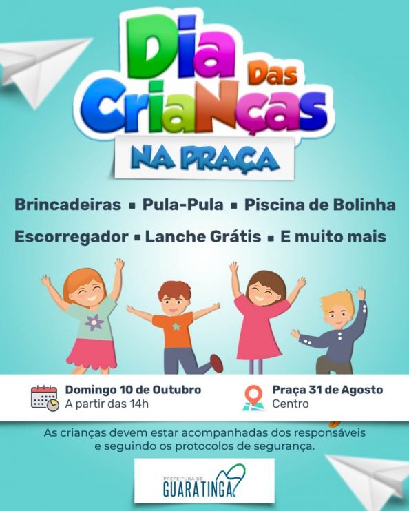 Prefeitura de Guaratinga realiza evento para comemorar Dia das Crianças neste domingo (10) 10