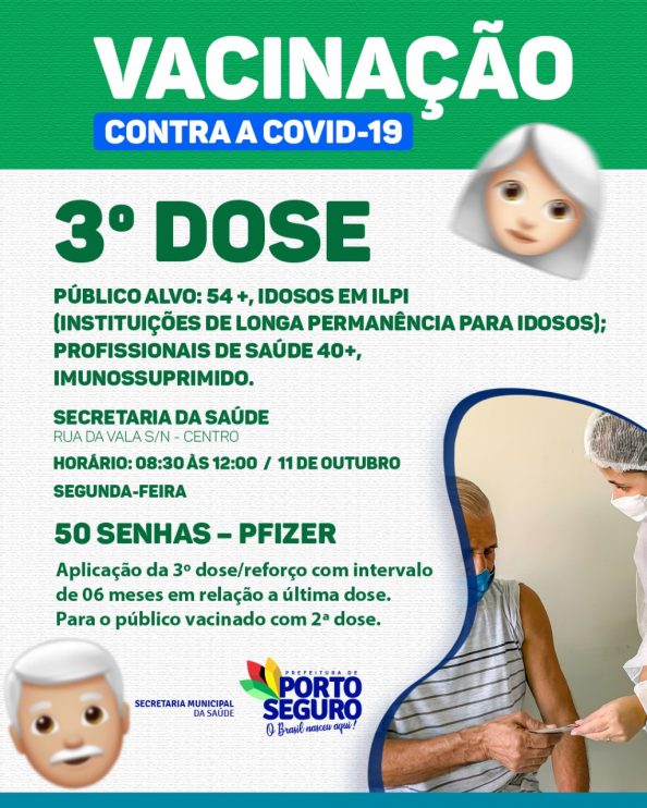 Porto Seguro: Cronograma de Vacinação contra a Covid-19; de hoje 11/10 7