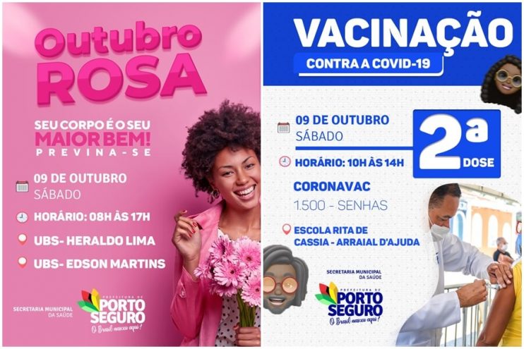 Porto Seguro: Segunda dose de vacina; Outubro Rosa e Novembro Azul 4