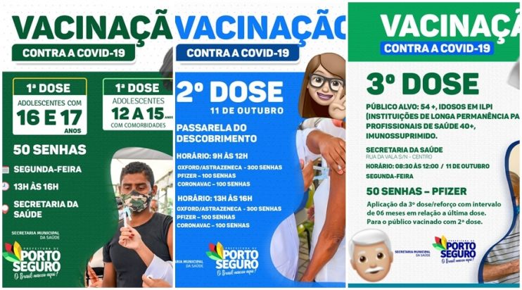 Porto Seguro: Cronograma de Vacinação contra a Covid-19; de hoje 11/10 8