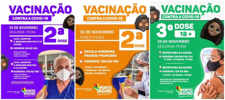 Porto Seguro: Cronograma de Vacinação contra a Covid-19; de 29 A 30 de novembro 11