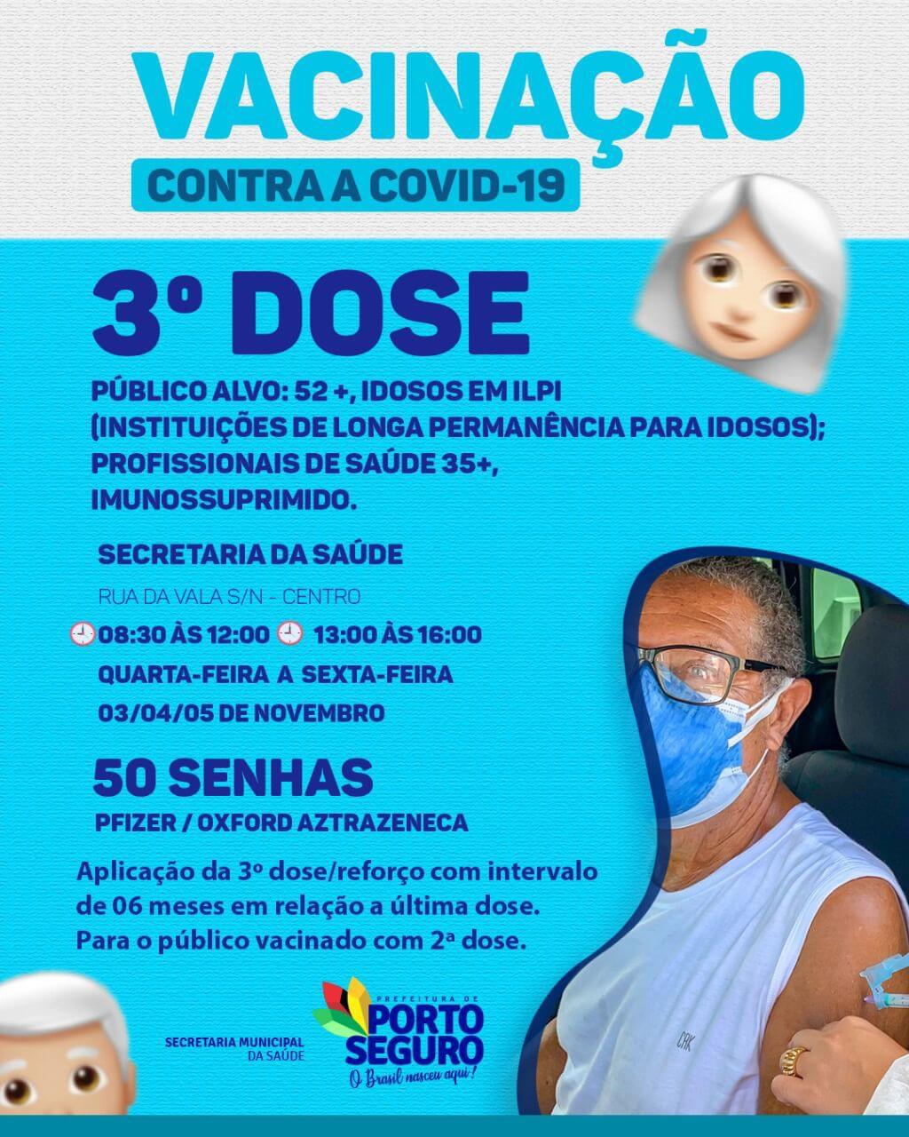 Porto Seguro: Cronograma de Vacinação contra a Covid-19; de 03 e 05 de novembro 6