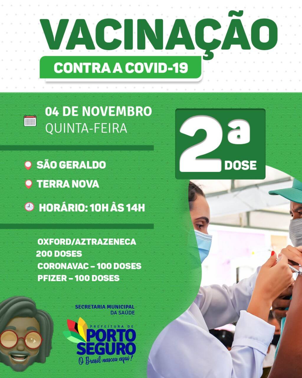 Porto Seguro: Cronograma de Vacinação contra a Covid-19; de 03 e 05 de novembro 7
