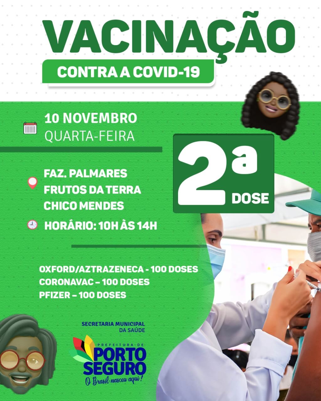 Porto Seguro: Cronograma de Vacinação contra a Covid-19; de 08 e 10 de novembro 9