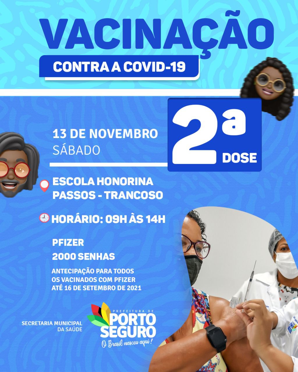 Porto Seguro: Cronograma de Vacinação contra a Covid-19; de 12 e 13 de novembro 8