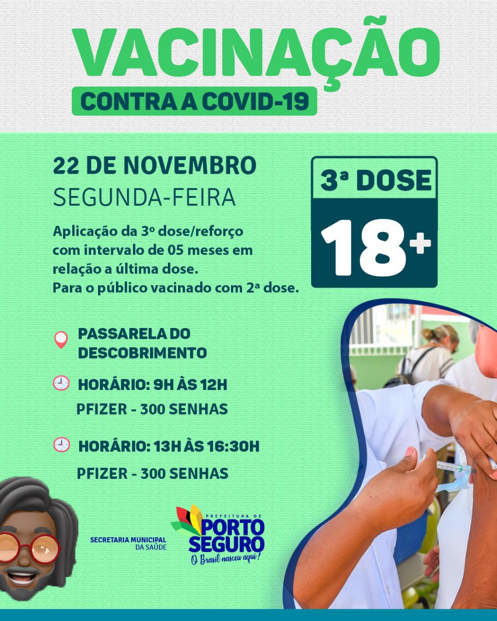 Porto Seguro: Cronograma de Vacinação contra a Covid-19; de 22 de novembro 7