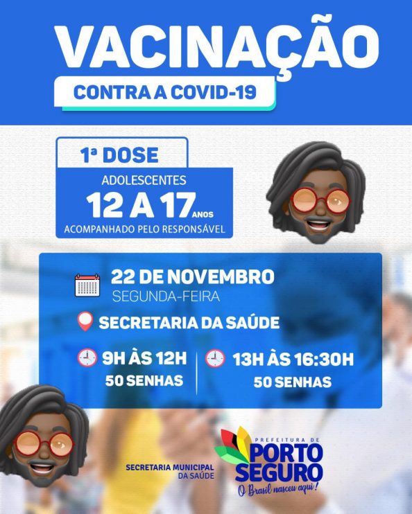 Porto Seguro: Cronograma de Vacinação contra a Covid-19; de 22 de novembro 6