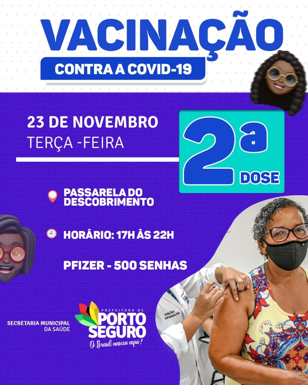 Porto Seguro: Cronograma de Vacinação contra a Covid-19; de 23 de novembro 6