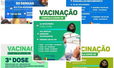Porto Seguro: Cronograma de Vacinação contra a Covid-19; de 16 e 17 de novembro 23