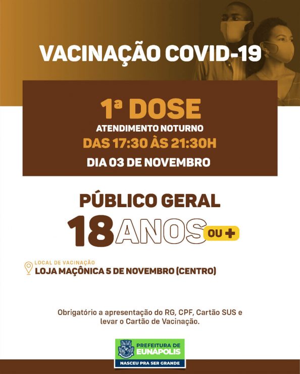 Prefeitura de Eunápolis estende vacinação contra a Covid-19 para período noturno nesta quarta 4