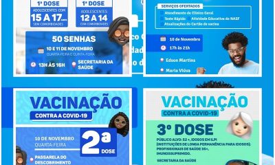 Porto Seguro: Cronograma de Vacinação contra a Covid-19; de 10 e 11 de novembro 21