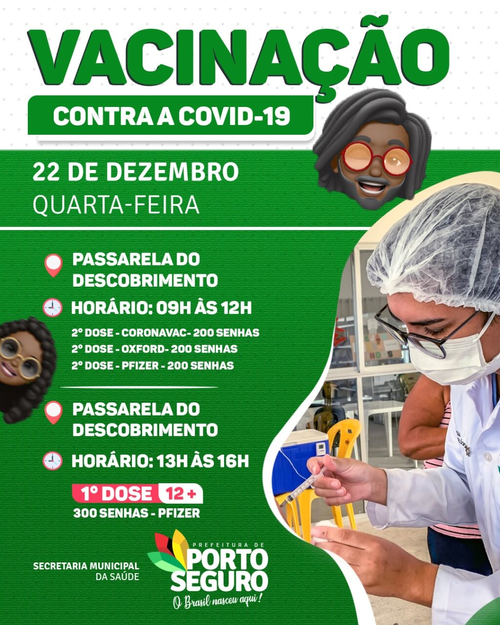 PORTO SEGURO: Vacina contra Covid-19 nesta Quarta-feira - 22 de dezembro 25