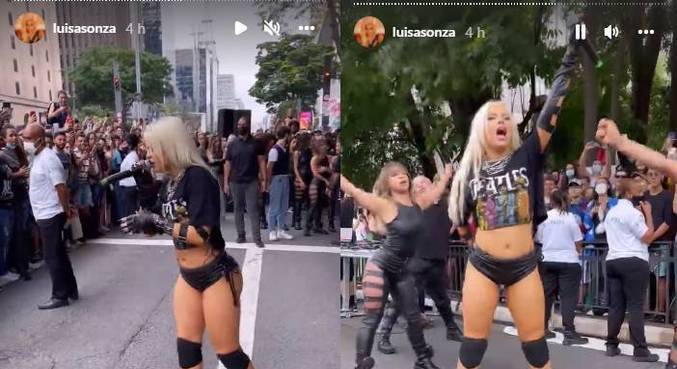 Luisa Sonza faz show surpresa gratuito na avenida Paulista 9