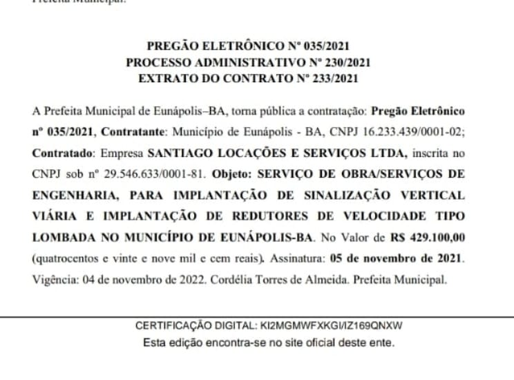 Prefeita Cordélia Torres assina ordem de serviço para implantação de placas e lombadas em Eunápolis 23