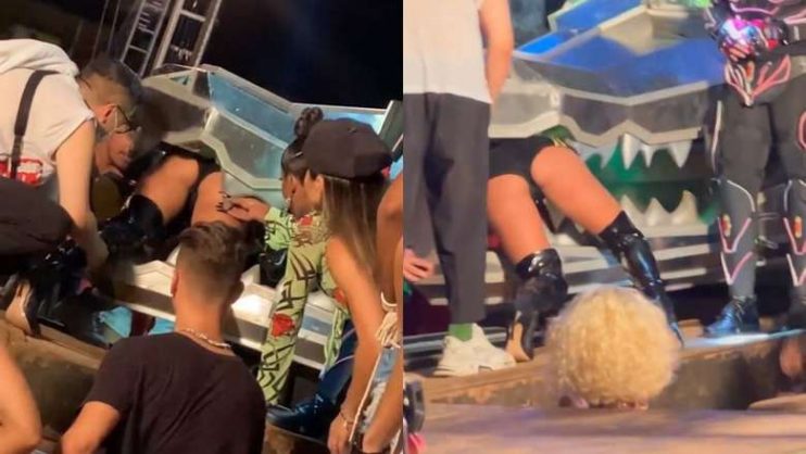 Anitta fica presa na boca do 'crocodilo' ao gravar clipe em Belém 8
