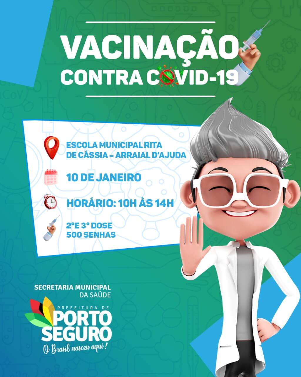 Porto Seguro: Vacinação Contra a COVID-19; de 10 a 13 de Janeiro 6