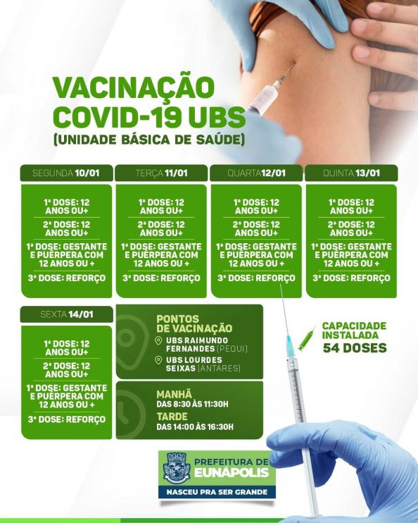 Confira o segundo calendário semanal de vacinação contra a Covid-19 em Eunápolis 4