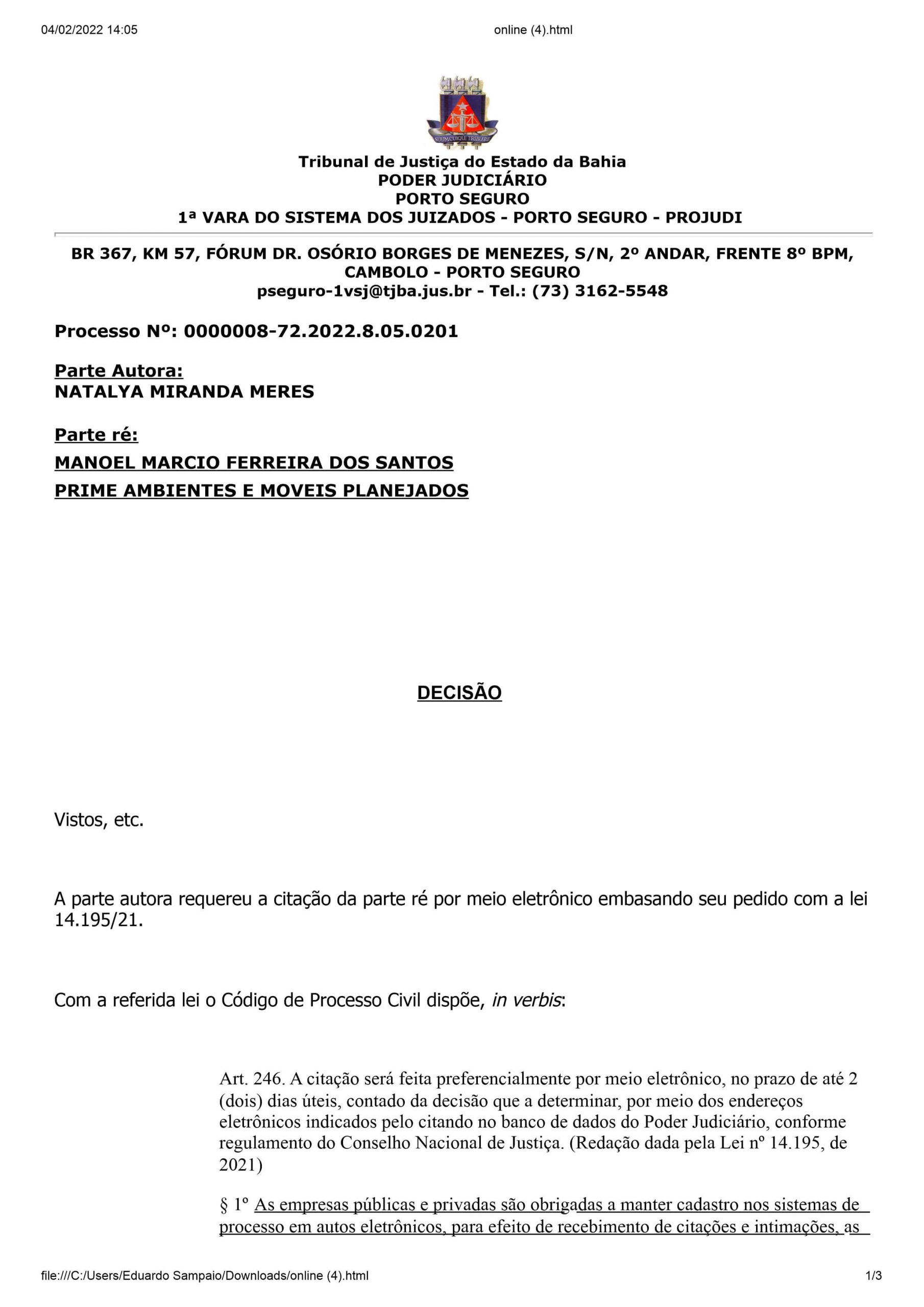 ADVOGADO OBTÉM NA JUSTIÇA A PRIMEIRA DECISÃO FAVORÁVEL PARA CITAÇÃO POR WHATSAPP EM PORTO SEGURO 10