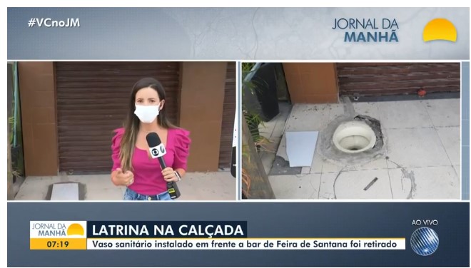 Feira de Santana: Dono de bar coloca vaso sanitário na calçada 6