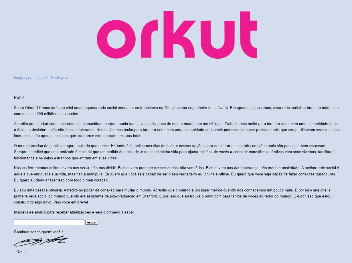 Orkut: site é reativado e fundador promete novidades “em breve”; veja a mensagem 5