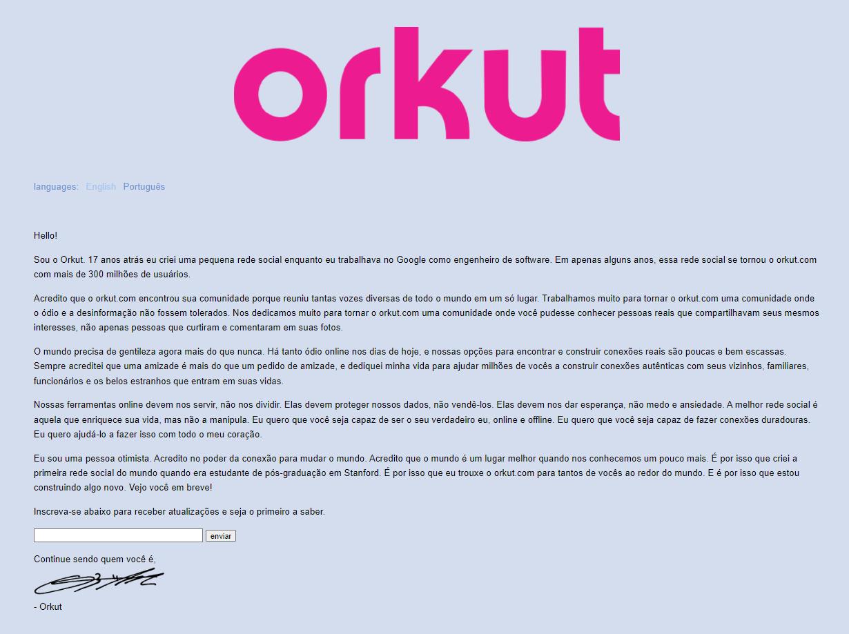 Orkut: site é reativado e fundador promete novidades “em breve”; veja a mensagem 5