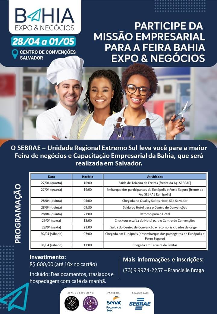 Sebrae em Teixeira de Freitas prepara caravana para Bahia Expo e Negócios 5