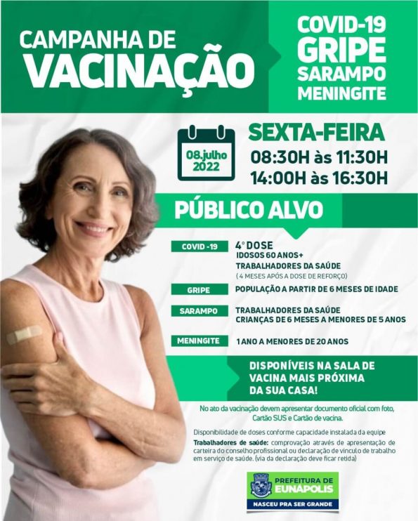 Prefeitura de Eunápolis intensifica vacinação contra diversas doenças nas UBSs nesta sexta-feira 12