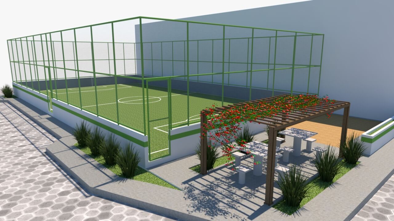 Requalificação de quadra de esportes segue em ritmo acelerado no Parque da Renovação 5