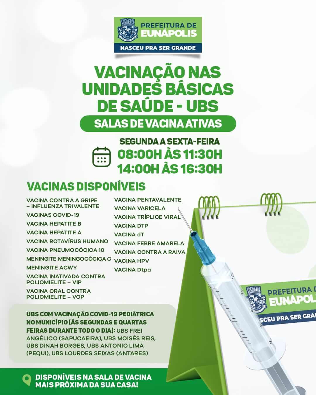 Prefeitura solicita que eunapolitanos atualizem a caderneta de vacinação 28