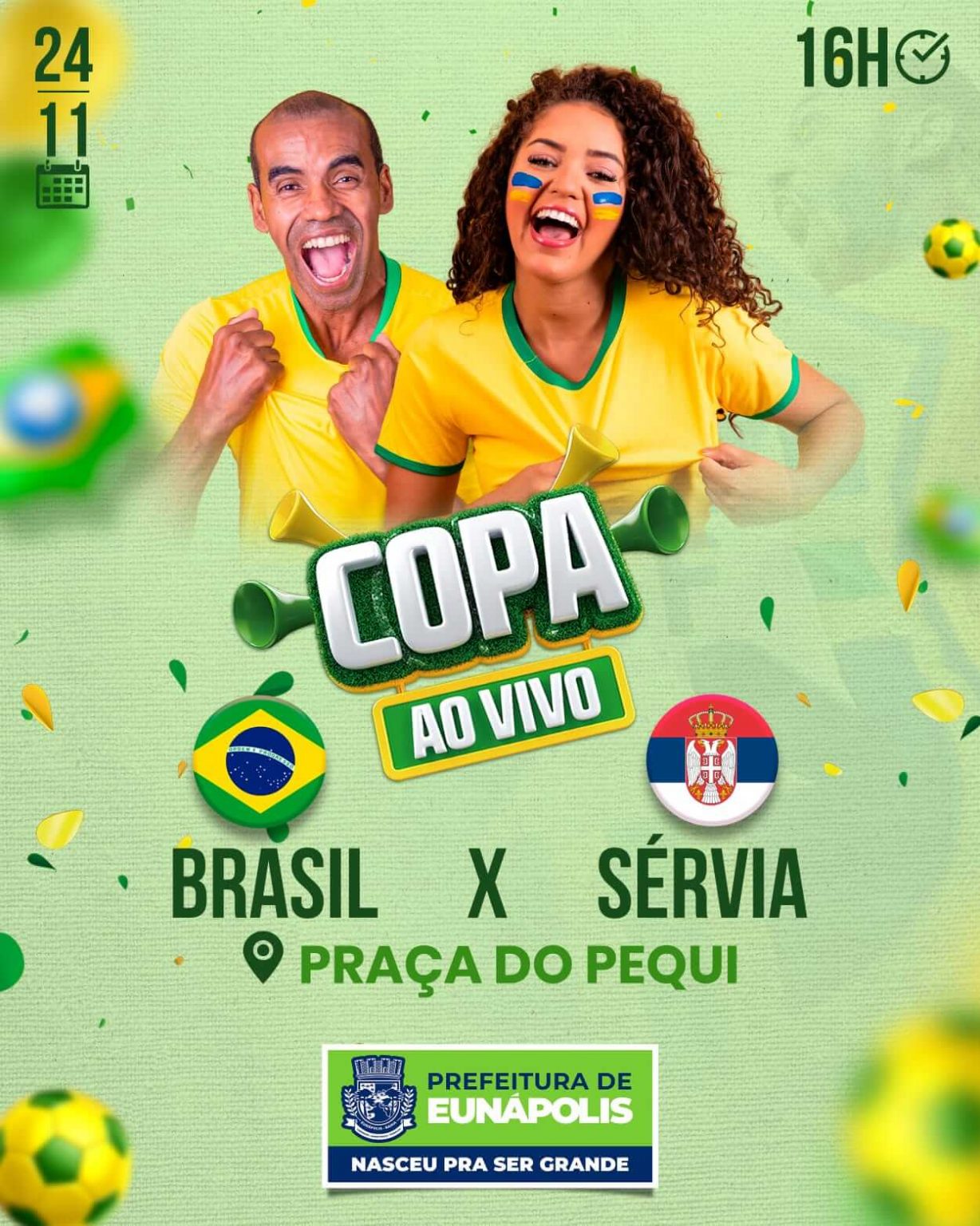 Prefeitura de Eunápolis instala telão para torcedores assistirem jogo da Seleção Brasileira nesta quinta Prefeitura de Eunápolis instala telão para torcedores assistirem jogo da Seleção Brasileira nesta quinta 5